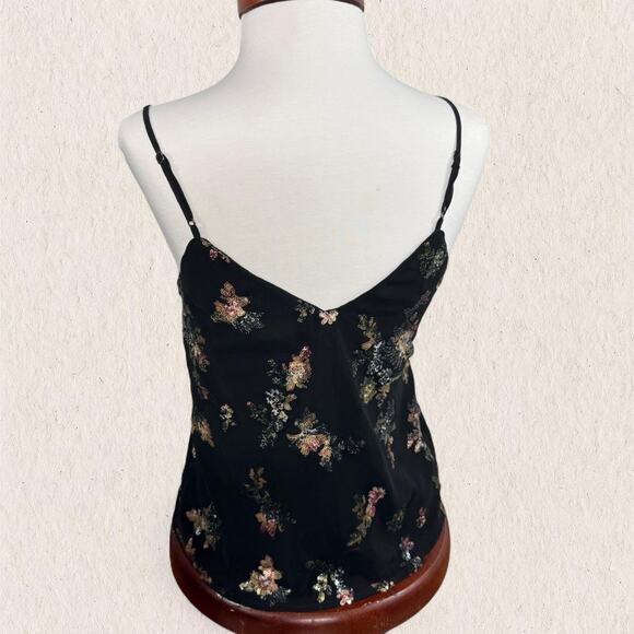 Banana‎ Republic black sequin floral cami top - Size XS - fairycore whimsygoth - Picture 5 of 8
